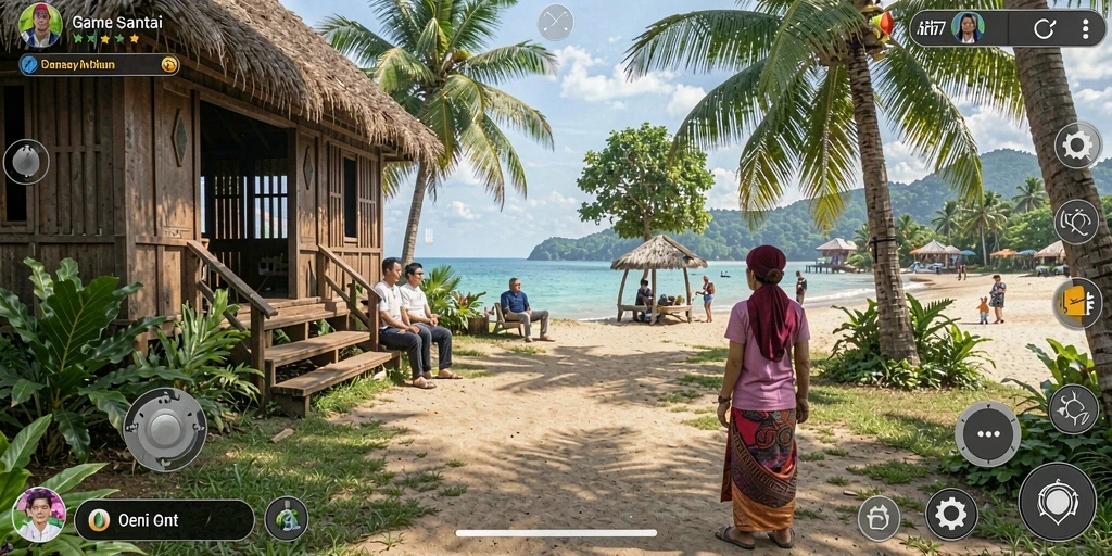 Tangkapan layar gameplay menampilkan aksi santai dan menyenangkan dari API77.