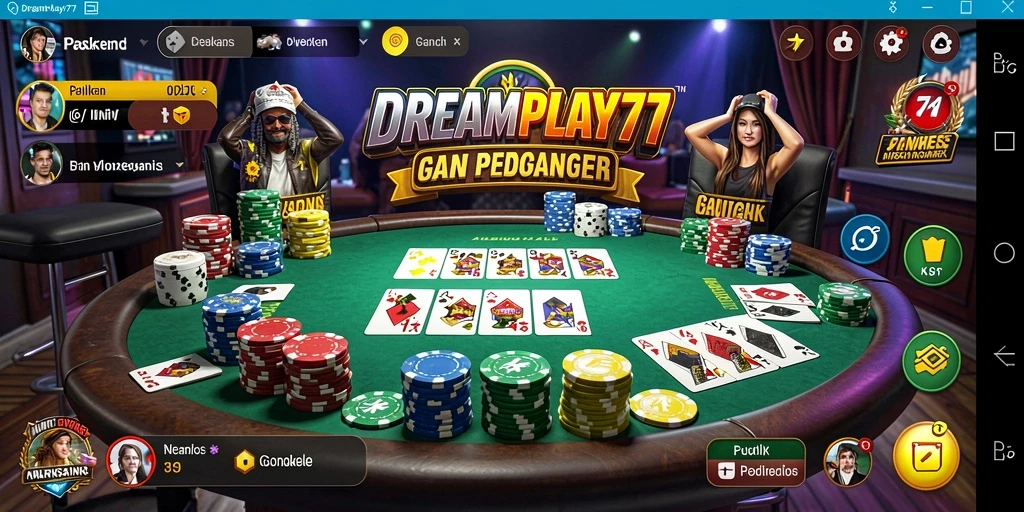 Tampilan seru gameplay Poker di DREAMPLAY77 yang menegangkan.