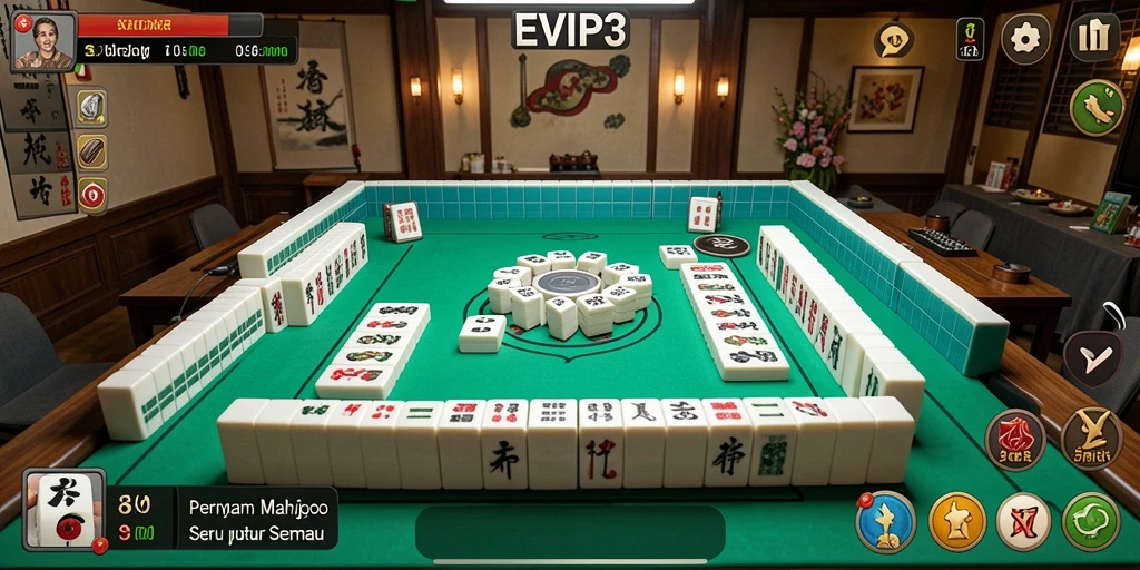 Tampilan gameplay Mahjong yang menarik dan interaktif.