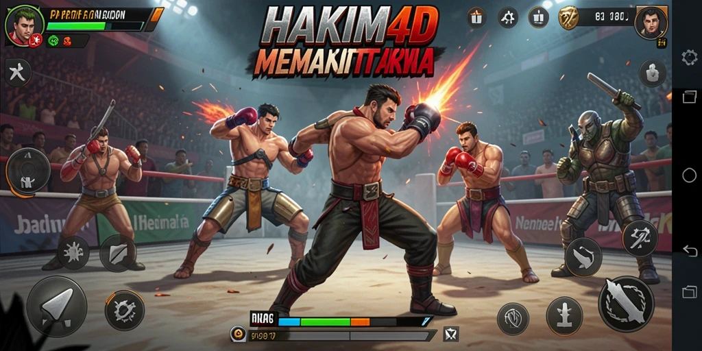 Tampilan seru pertandingan di HAKIM4D dengan karakter bertarung.