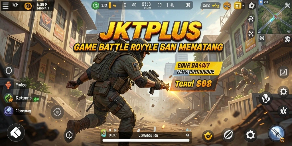 Gambaran gameplay JKTPLUS dengan aksi Battle Royale yang mendebarkan.