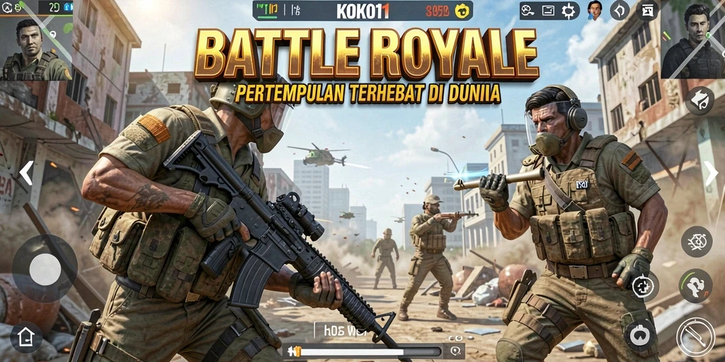Screenshot utama menampilkan aksi seru dalam KOKO11 Battle Royale.