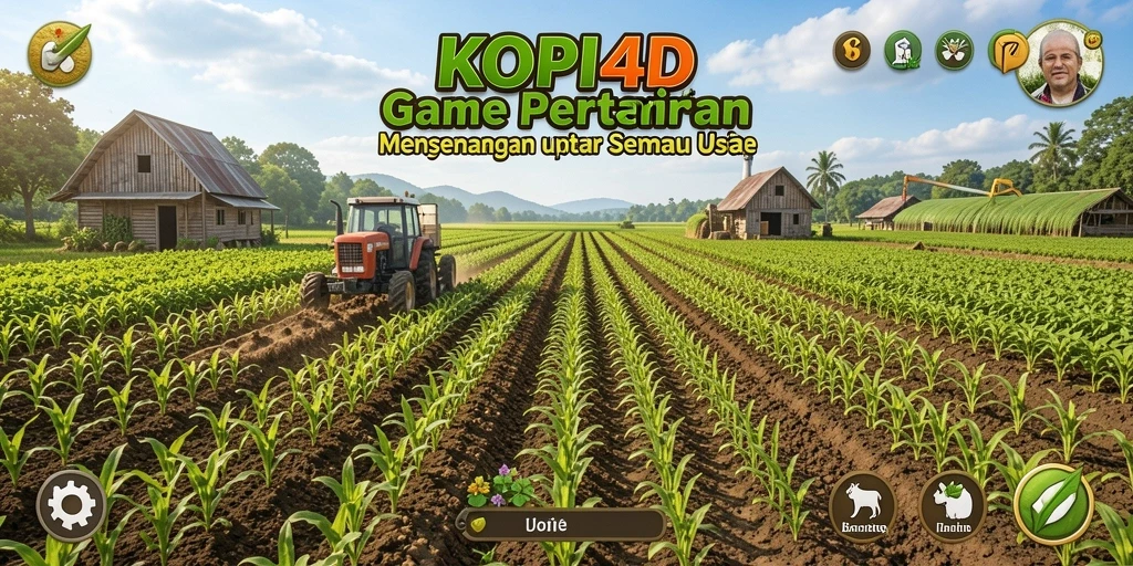 Tangkapan layar gameplay KOPI4D menampilkan aktivitas pertanian yang menyenangkan.