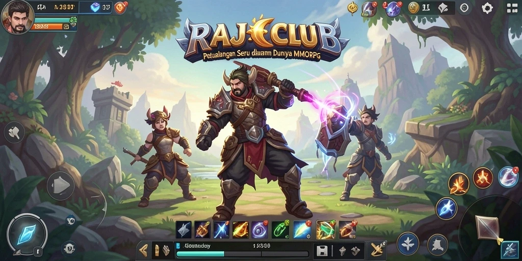 Screenshot gameplay RAJACLUB yang menampilkan pertempuran epik antara karakter.