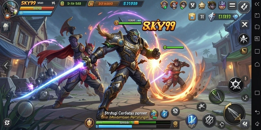 Tangkapan layar menunjukkan aksi intens dalam game strategi SKY99.