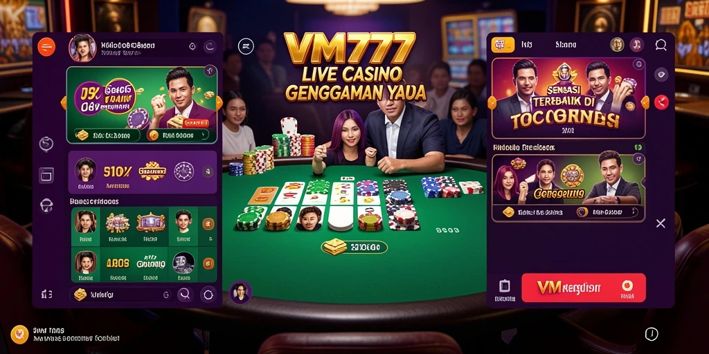 Tampilan menarik dari gameplay Live Casino di VM777.